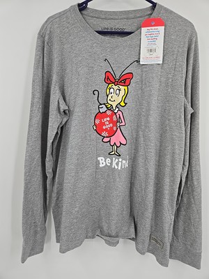 Life is Good Shirt Women XL Crusher Tee Cindy-Lu Be Kind Dr Seuss Christmas L/S