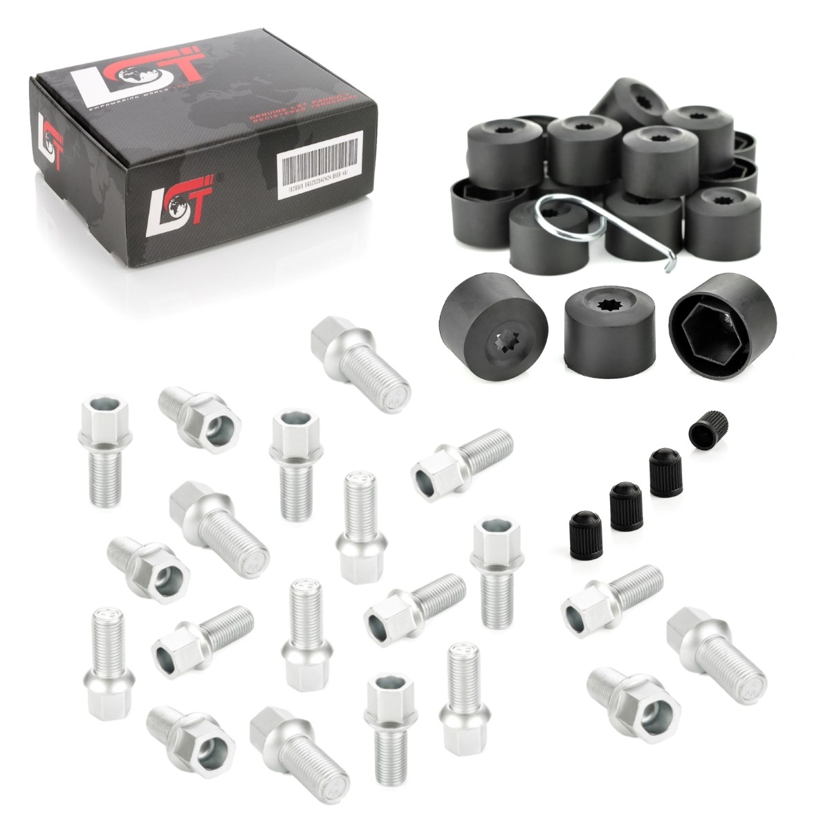 20X Wheel Bolts Ball Head M14X1.5X27 Caps For Seat Cordoba 6L Ibiza KJ