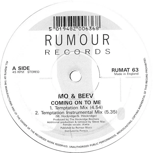 Mo & Beev - Coming On To Me (12"), photo 1 of 2