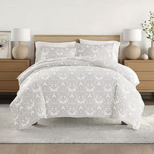 Casual Comfort Soft Damask Pattern King Duvet Cover Set