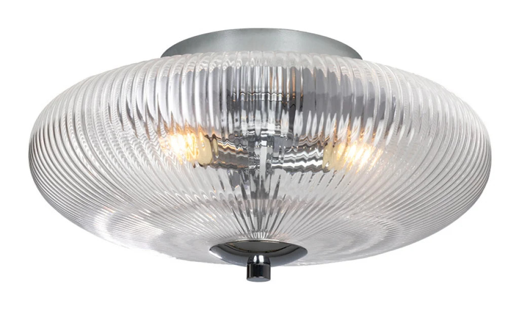 Ceiling Light Silver Ashwell Chrome Flush Oaks Lighting 4055 F CH