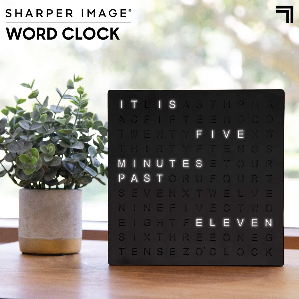 Sharper Image Light Up Electronic Plug-in Word Clock, Black Finish with LED - Image 2 of 4