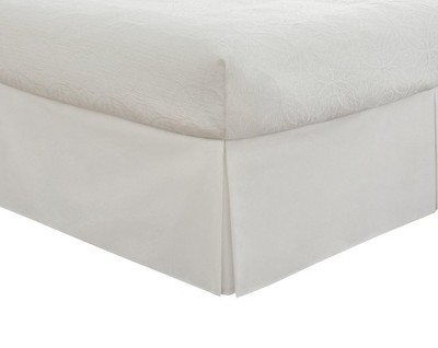 Wrinkle Free Bed Skirt 650TC (Twin XL, Solid White) Cotton Blend 650 Thread C...