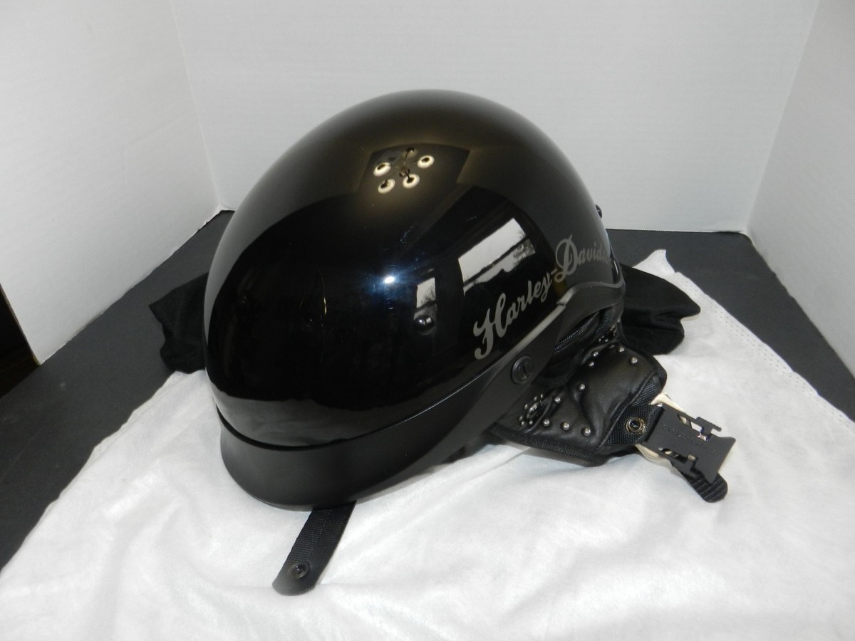 Harley Davidson HD-B03 DOT XS/S Half Helmet Black Drop-Down Sun 