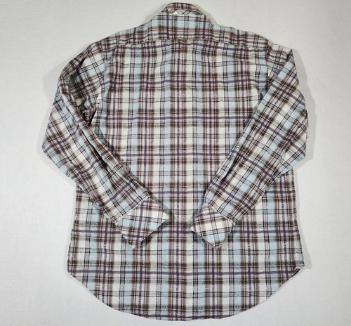 Camisa de vestir de diseñador Thomas Dean a cuadros cachemira puño abatible manga larga hombre grande - Imagen 4 de 7