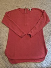 Michael Kors Women's S Sweater Tunic Red Boatneck Zip Back Cotton Blend Dolman