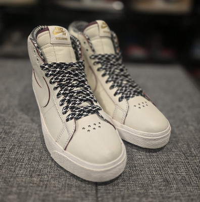 Nike SB Blazer Mid Welcome Skateboarding Madrid FQ0795-100 Size 9 Premium Used
