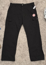 Wrangler Mens Fleece Lined Relaxed Fit Cargo Black Cotton Pants Size 36x34 NWT