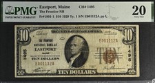 Eastport, ME $10 1929 Ty. 1 The Frontier National Bank Note Ch. # 1495 PMG VF20