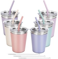 Kids Straw Cups, 6 Pack 12oz Sippy Cup With Silicone Sleeve Spill Proof, Stai...