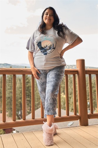 Plus Navy Tie-dye High-waisted Sweatpants - Picture 2 of 6