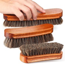 4-Piece Horsehair Shoe Shine Brush Kit with Microfiber Gloves for Care