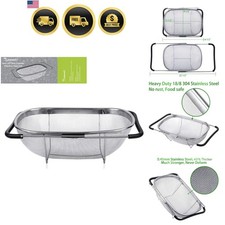6-Quart Large Over The Sink Colander, Heavy Duty 40 Thicker 18/8 Stainless S...