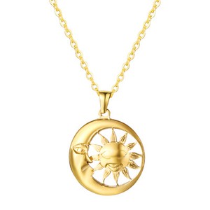 Authentic Stainless Steel Gold Plated Best Friend Forever Sun And Moon Dangle BFF Necklace