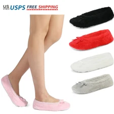 Womens Ballerina Slippers Fluffy Fuzzy Cute Faux Fur Slip On House Slippers