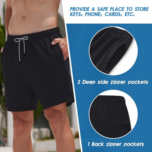 Yhjoxlp Mens Workout Shorts 5" Short Running Gym Black 3xl - Picture 2 of 6