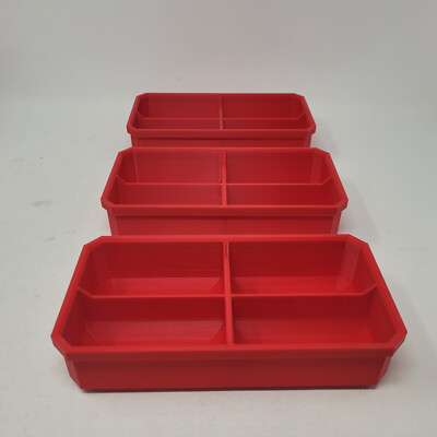 3 Pack Red Low Profile Storage Tray with 4 Small Sections Fits Milwaukee Packout