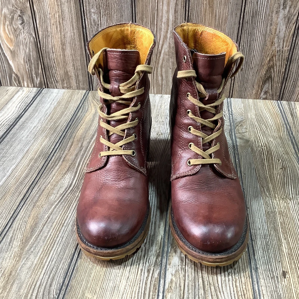 RARO Botas Frye Sabrina 6G Para Mujer Con Cordones Marrón Mármol Combate De Colección Talla 10 M Foto 2 de 4