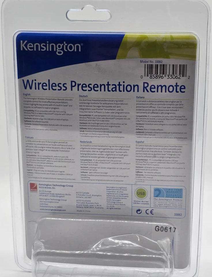 kensington Wireless Presentation Remote Model No 33062 - Image 2 of 2
