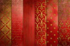 12 A4 Scrapbook Papier Basteln Bastelpapier Designerpapier Vintage Gold Rot 220g