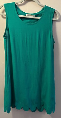 Women s Sleeveless Dress Scalloped Hem By Hot And Delicious Teal Green