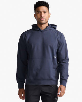 New 2XU Men's Motion Hoodie India Ink/White Large Lightweight Pullover