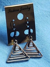 Handmade Fashion Black Triangle Dangle Earrings