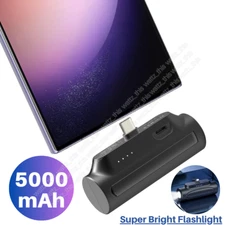 5000mAh Wireless Mini Power Bank Fast Charge Portable Charger Flashlight Type-C