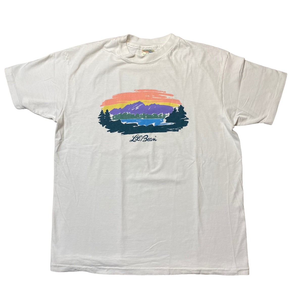 希少80s USA製 L.L.BeanフットボールTシャツ Vintage 80s LL Bean Lake Logo T Shirt White Original USA XL Single
