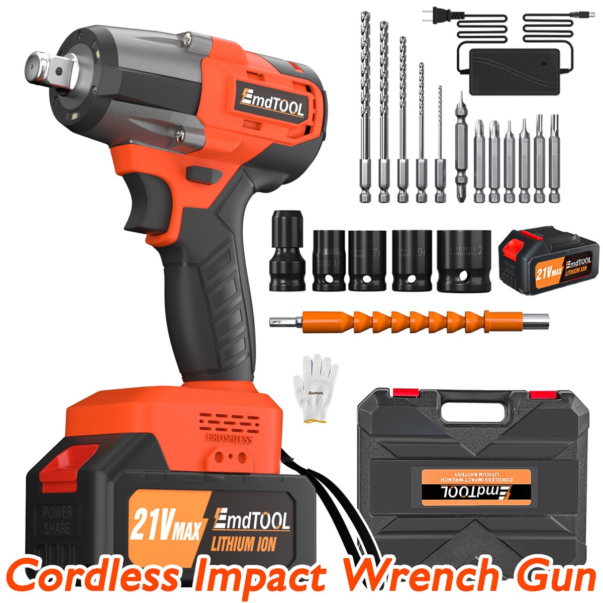 Cordless Impact Wrench Drill 2000Nm Torque Car Tire Lug Nut Removal  Emergency