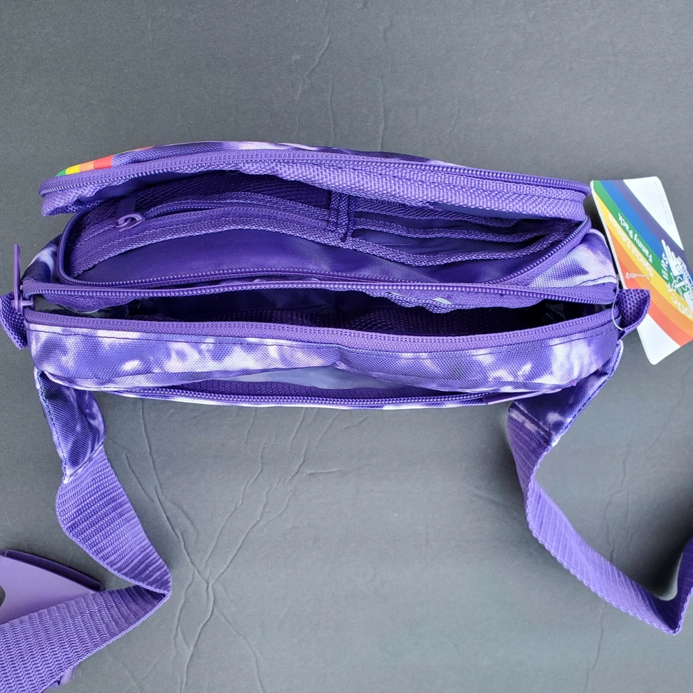 Pride Rainbow Tie Dye Fanny Pack Adjustable Unisex Belt Bag Purple