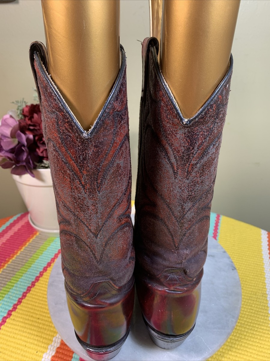 Dingo Western Cowboy Boots Men\'s 12D Burgundy Red Leather USA Made VTG Dingo Circle A Western Cowboy Boots Burgundy Red Leather  main image 4
