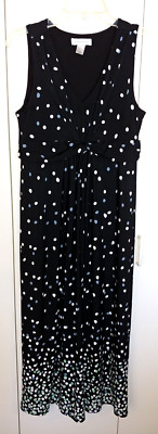 CHRISTOPHER & BANKS LADIES SLEEVELESS LONG KNIT HIGH-WIAST NAVY DRESS-S-NICE