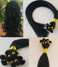 18", 20  , 22" Hand-Tied Weft, 100 grams, Human Remy Hair Extensions 1 Jet Black