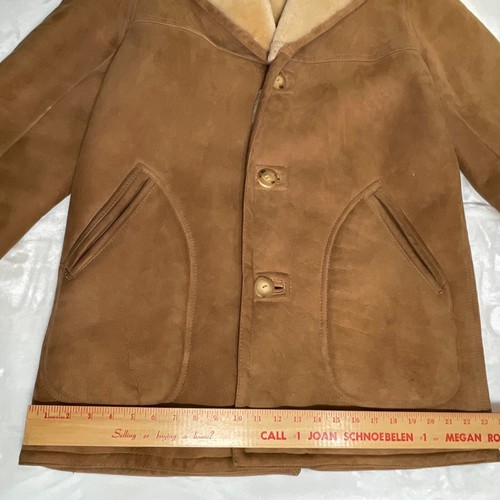 Sawyer of Napa Vintage Rancher Brown Shearling & Suede Coat Men's 40 Original - Picture 7 of 23