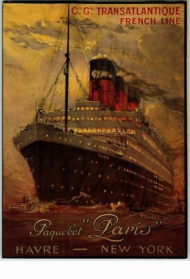 1939 Retro Print Postcard Paquebot Paris French Transatlantic Cruise Ship CO3