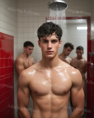 Male Model Photo Print Slender Handsome Shirtless College Abs -XX481 | eBay