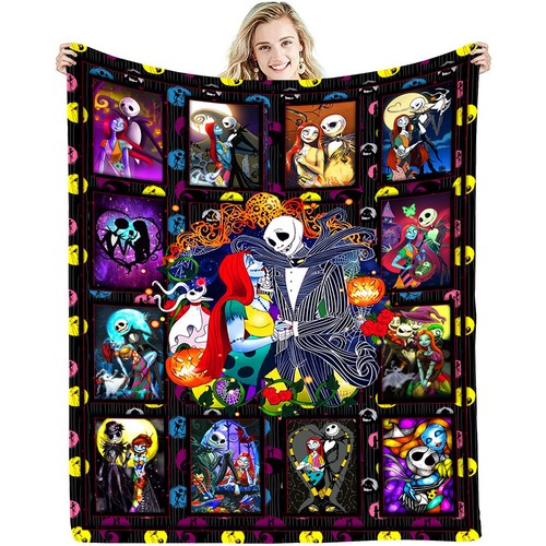 Ultra Soft Cozy Halloween Skull Print Fluffy Flannel Knitted Throw Blanket - Picture 21 of 35