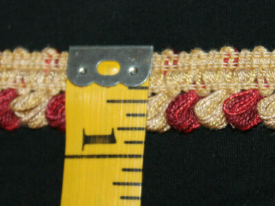 Conso Fabric Upholstery 3/4 inch Edging Fringe Loop Trim Gold MAroon 10 Yards