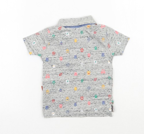 Primark Boys Grey Geometric Cotton Blend Basic Polo Size 3-6 Months Collared - Picture 2 of 12