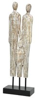Dekofigur Skulptur Paar Mit Kind Aus Mangoholz Weiß Patiniert