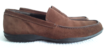 Prada Loafers Slip-ons Shoes Moccasin Mens Suede Logo Italy 