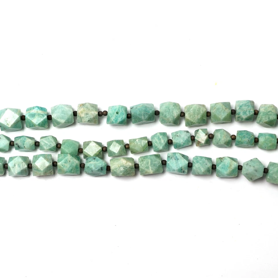 Natural Amazonite Beads 8 Inch Strand 8-9 MM Beads Faceted Hexagon Shape Beads - Image 4 of 4