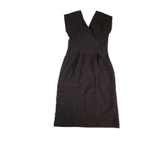 Banana Republic Dress Women 2 Brown Wool Silk Blend Sleeveles V Neck Knee Length