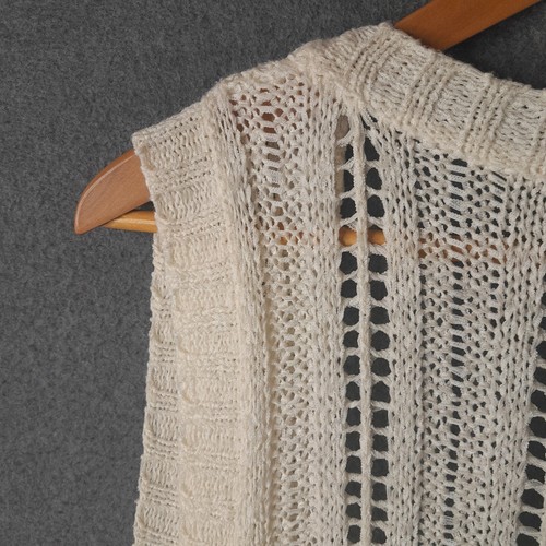 SERAFINA Womens boho open knit vest Size 8 cream fabric fringing festival casual - Picture 12 of 16