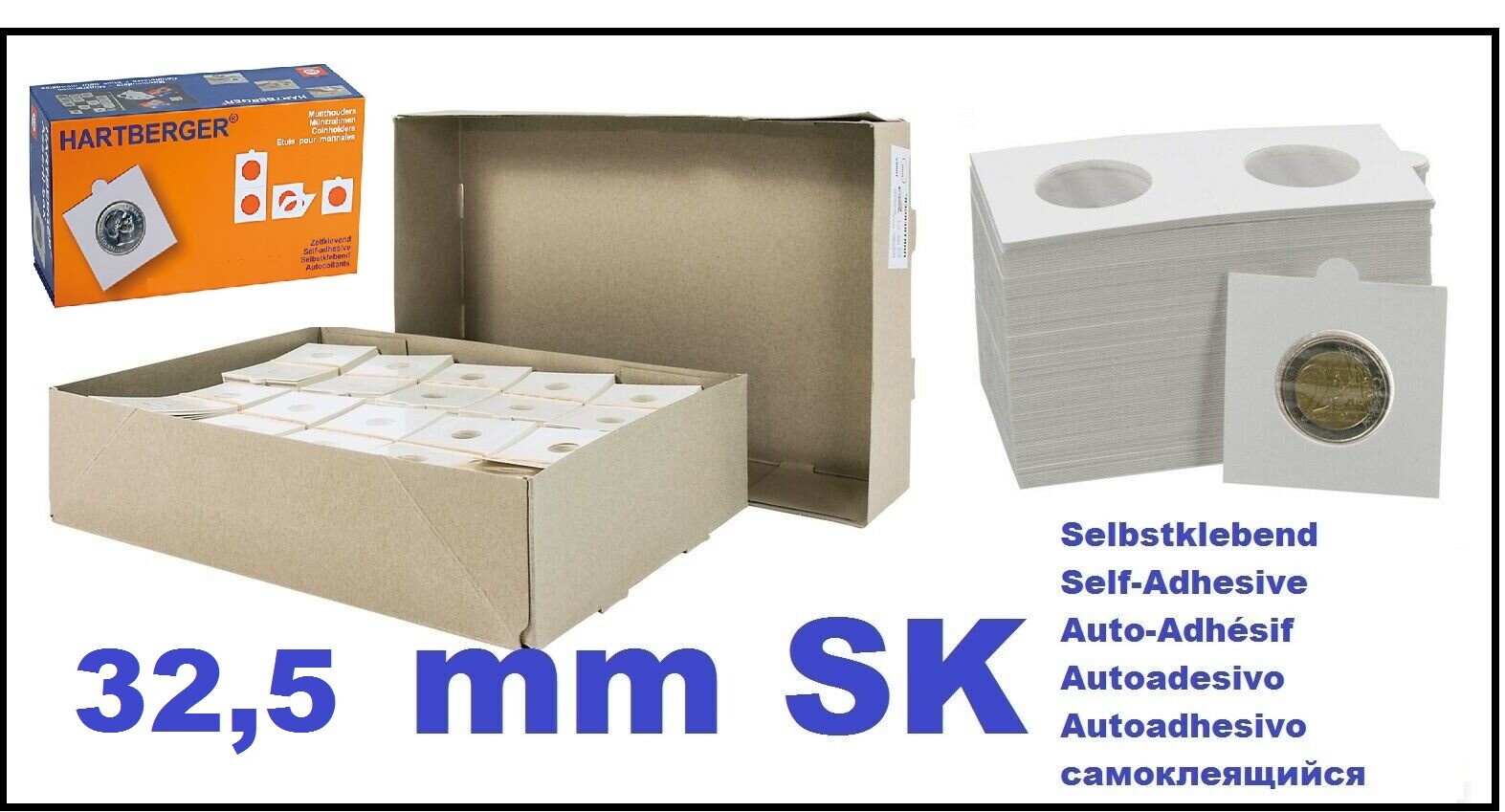 100-Hartberger-Münzrähmchen-32,5-mm-selbstklebend-Format-50x50-mm-8322325