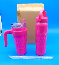 Primula Insulated Stainless Steel 24 oz Tumbler & Water Bottle Set Dark Pink BN