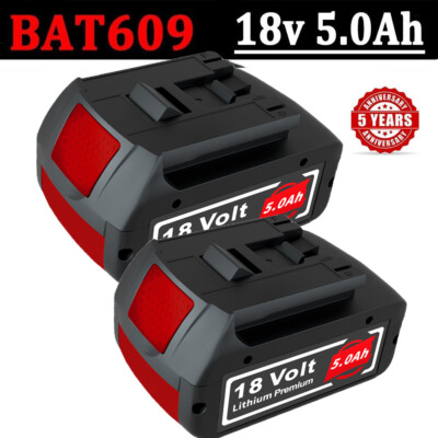 2PACK 18V Battery For Bosch 18 VOLT 5.0AH Li-ion BAT609 BAT610G BAT618 24618-01