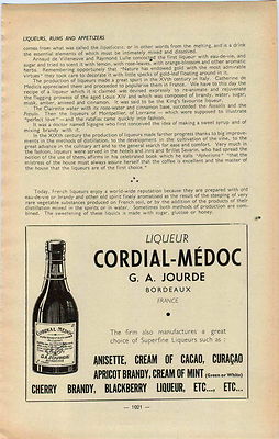 ADVERTISEMENT Vineyard Wine Cordial Medoc Liqueur Bordeaux Beandy France Curacao