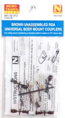 N Scale Micro Trains 102012 Brown Unassembled RDA Universal Body Mount Couplers